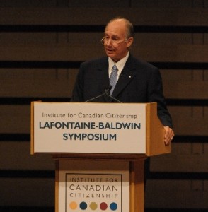 His Highness the Aga Khan delivering the 10th Annual LaFontaine-Baldwin Lecture